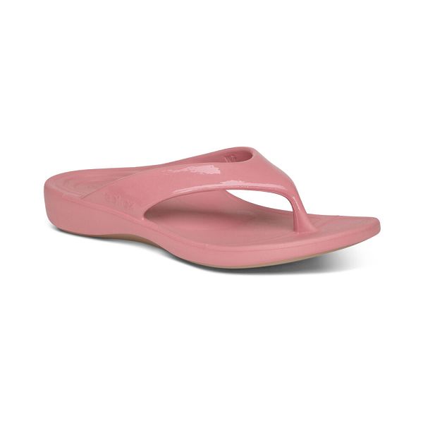 Aetrex Women's Maui Flip Flops Pink Sandals UK 5841-523